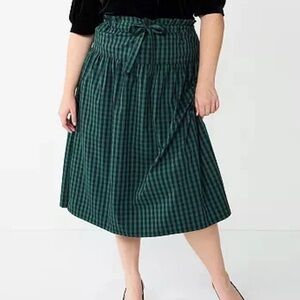 Draper James Plaid Paper Bag Waist Midi Skirt size 2X